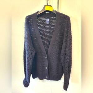 Gap black open knit chunky cardigan Size L
